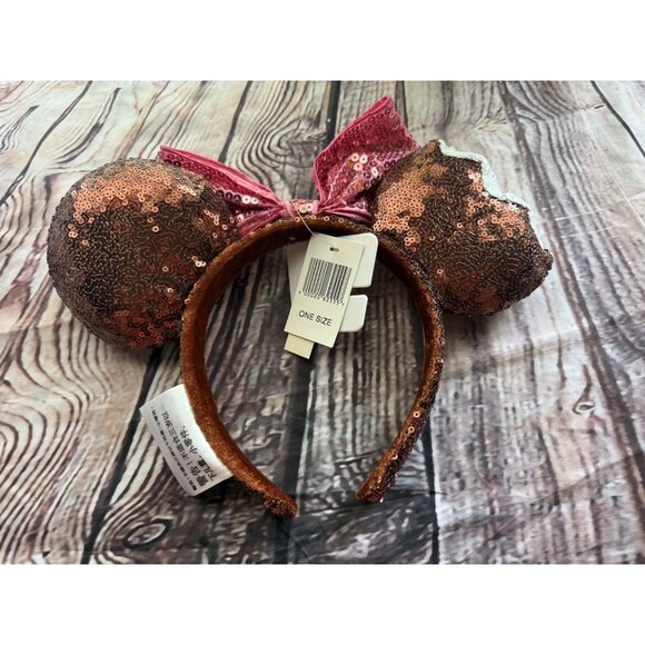 Disney Parks Chocolate Mickey Mouse Ice Cream Bar Bow Sequin Ears Headband - Picture 2 of 4